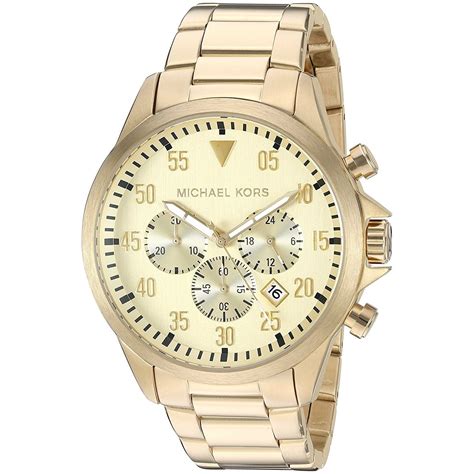 michael kors men gage gold tone wach mk 8491|Men's Michael Kors Gage Gold Link Chronograph Watch MK8491.